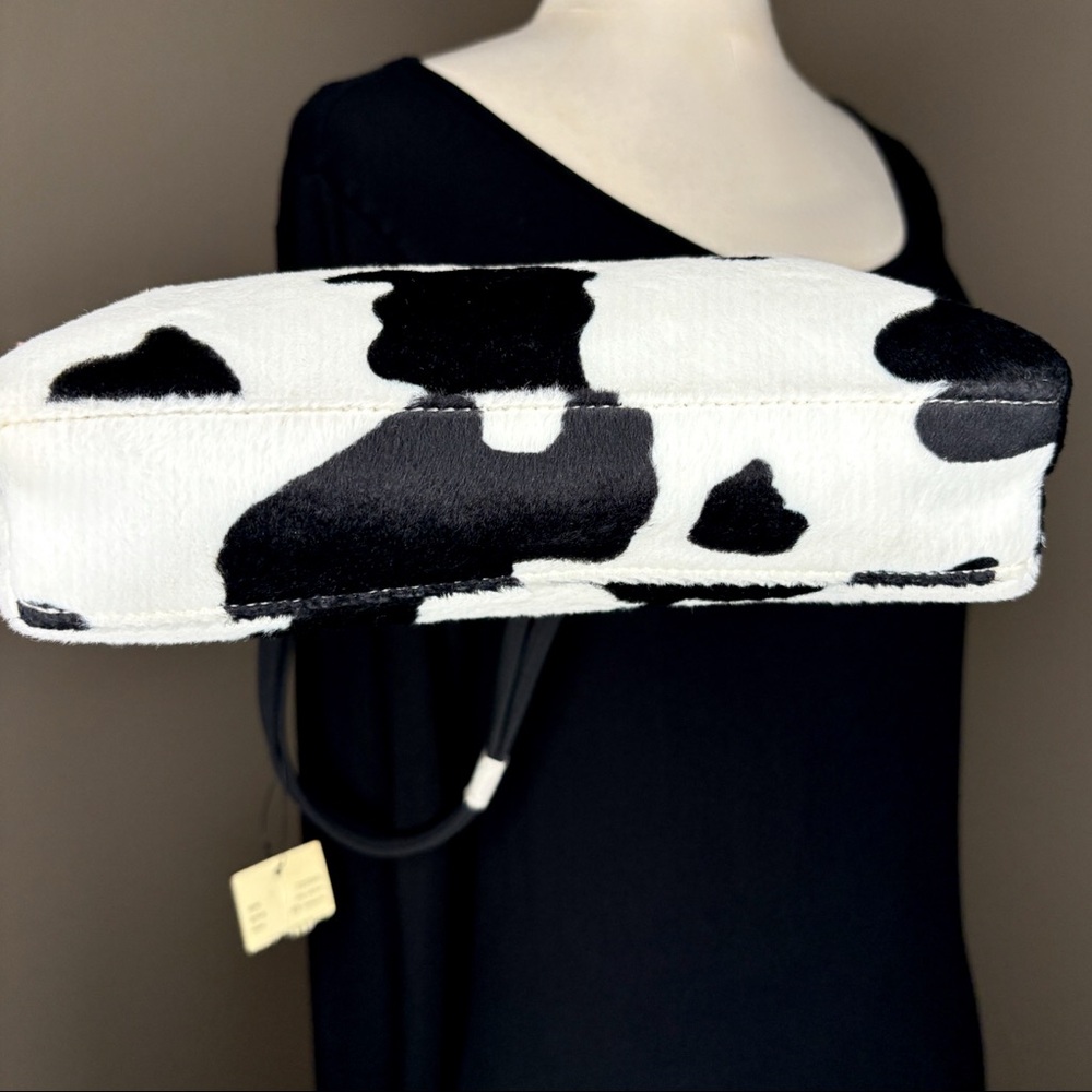 Esprit Vintage White Cow Print Faux Fur Purse Shoulder Bag Zip Closure Rare Y2K - Picture 13 of 17